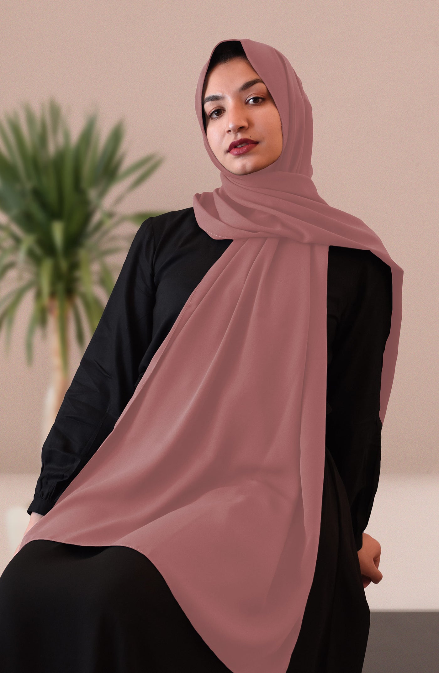 pink wool chiffon hijab online in pakistan