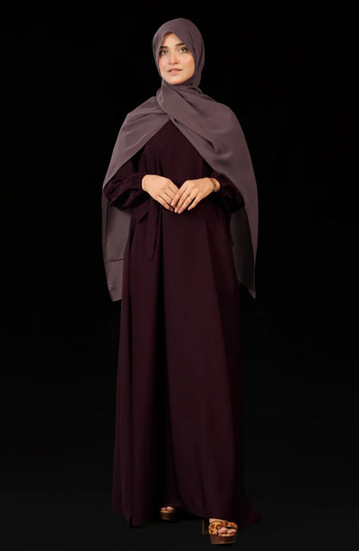 plum color casual abaya for women