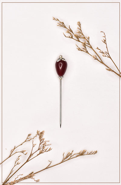 Stylish Hijab Pin With Plum Crystal Stone