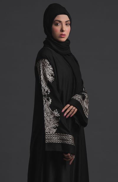 rigel black embroidered abaya