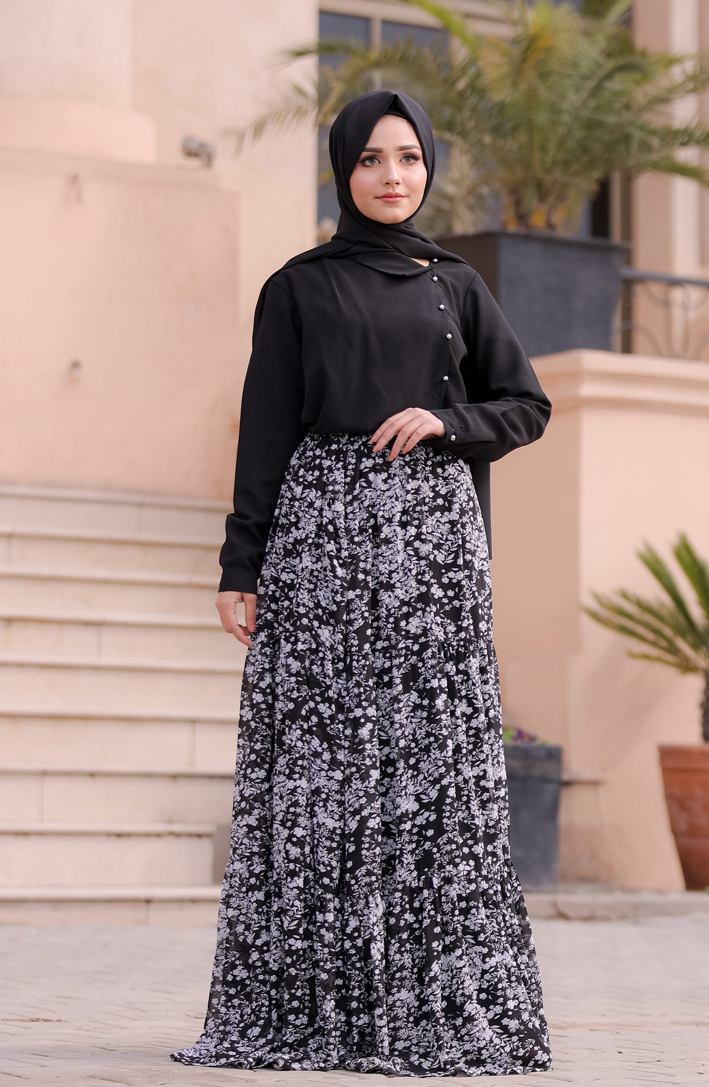 smokey long skirt for women