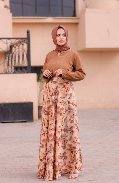 stylish autumn affairs long skirt with brown top