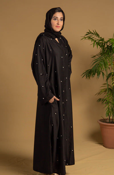 stylish ravishing pearl black abaya