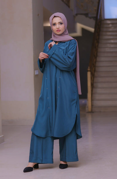 long modest teal green co ords with loose sleeves