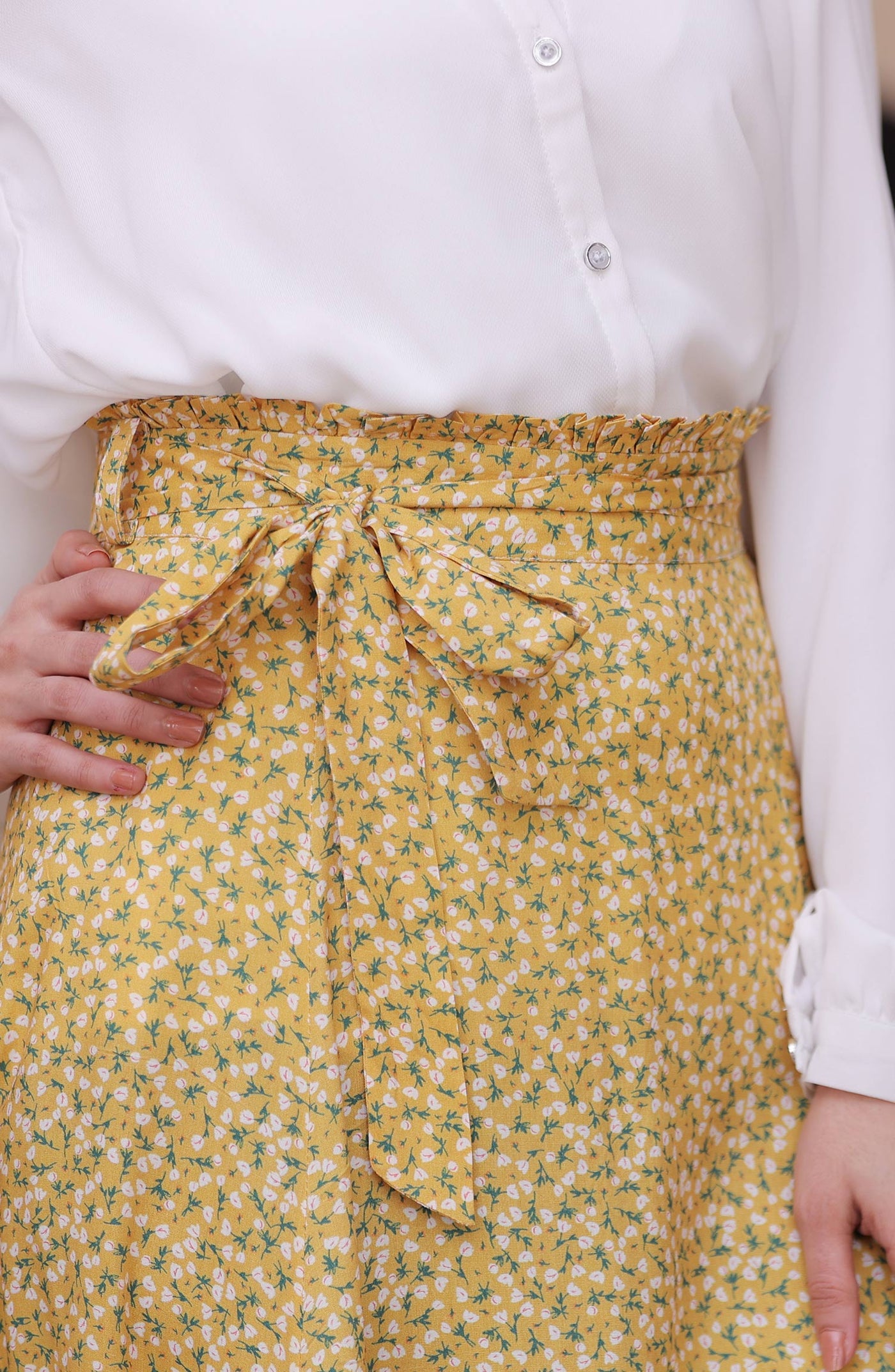 yellow floral skirt for women