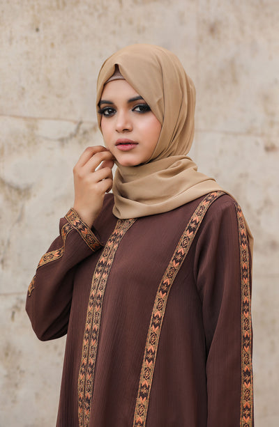 brown color abaya for women