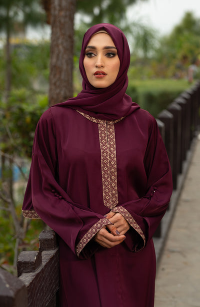 pakistani plum embroidered abaya