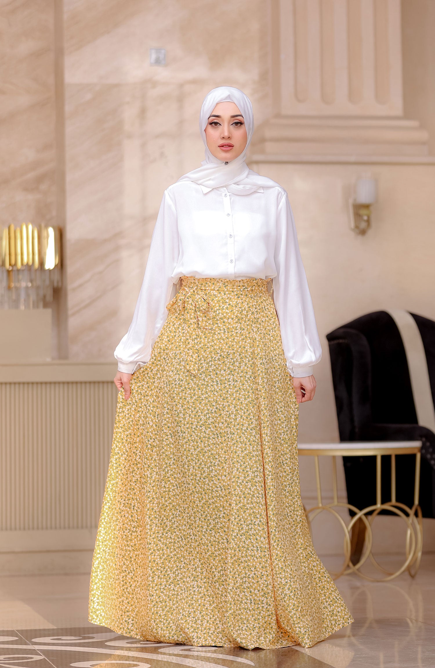 Long skirt with shirt online hotsell