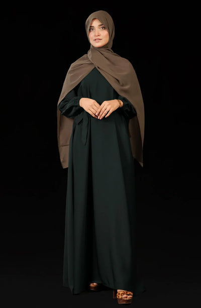 zinc color front closed casual abaya in plain design