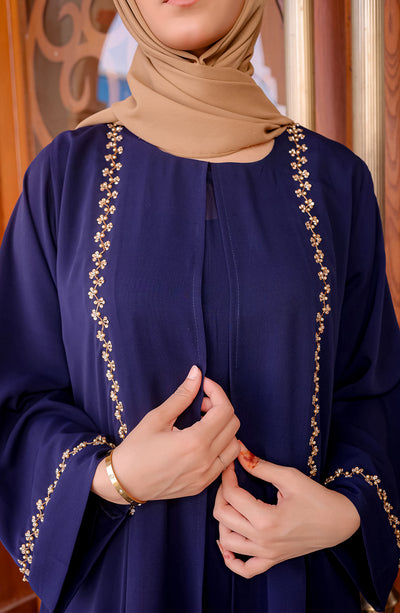 Aesthetic Blue Embellished Abaya