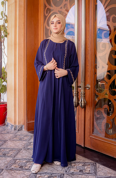 Aesthetic Blue Embellished Abaya