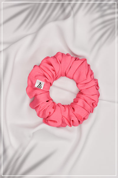 Pink Textured Scrunchie for Straight & Silky Hair