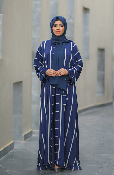 blue color kimono abaya by malbus