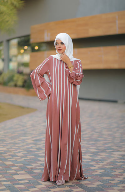Caramel Stripes Gown Maxi Dress By Malbus