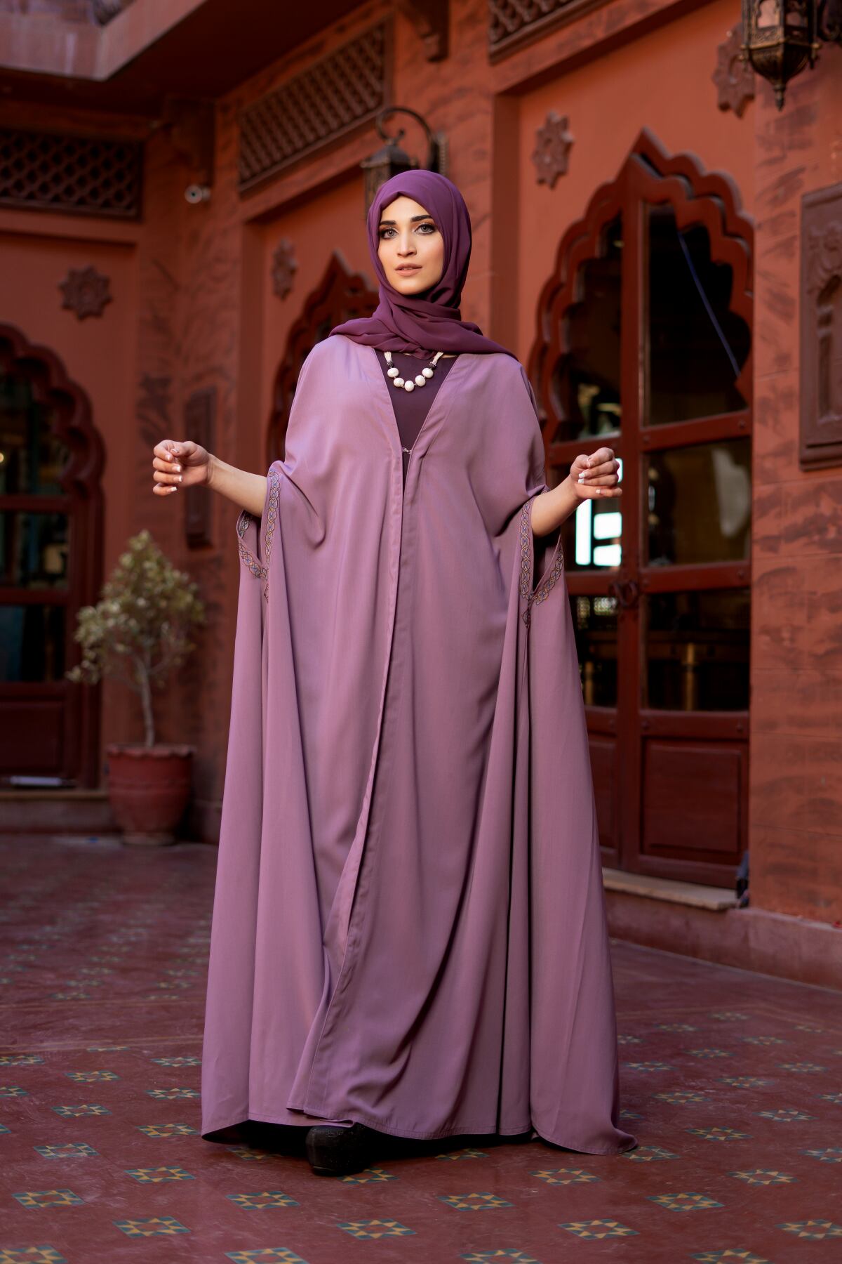 Lilac Embellished Cape | Abaya Online Shopping Pakistan