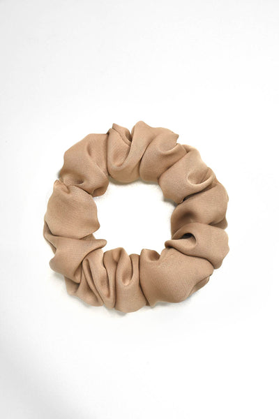 Beige Silk Scrunchie for Women - Perfect for Curly Hair